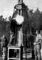 Preparing to launch the first liquid rocket GIRD 09 (August 1933)