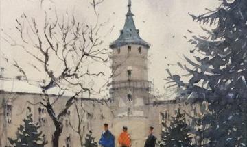 Кампус КПІ, Вежа першого корпусу - Перший сніг в КПІ (https://www.instagram.com/mykhailo_rychkov/)