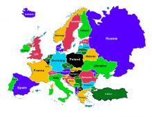 Карта Європи. Адміністративно-територіальна 