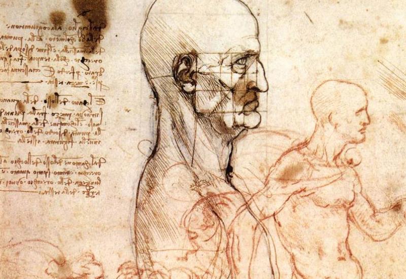 Leonardo da vinci, Profile of a man and study of two riders Leonardo da vinci, Profile of a man and study of two riders